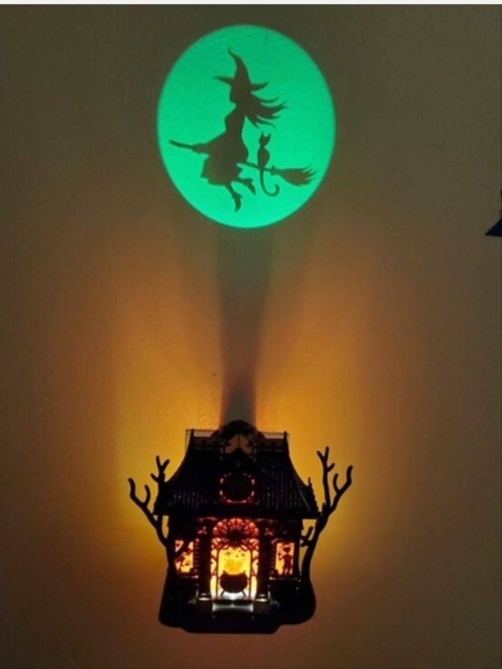 Bath & Body Works Black Witch House Lantern with Green Projection